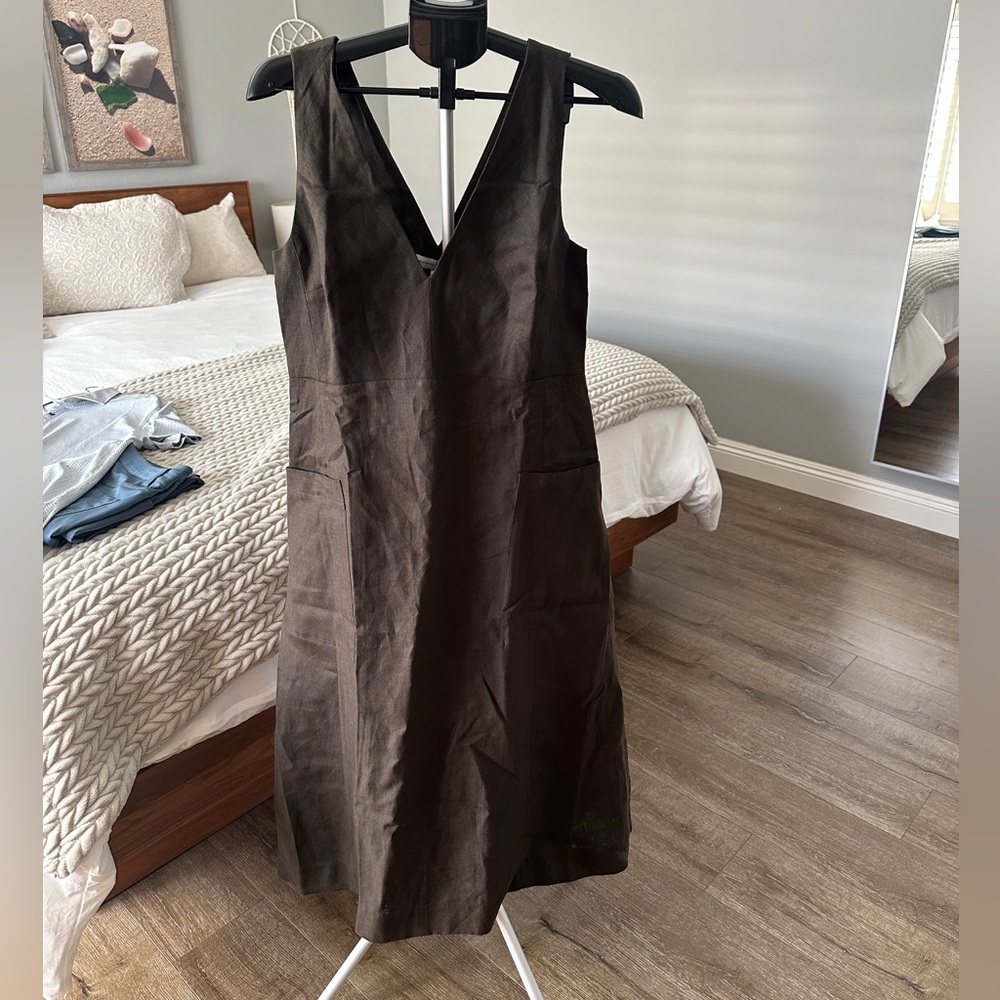 NWT Banana Republic Linen Pocket Maxi Dress M  Brown